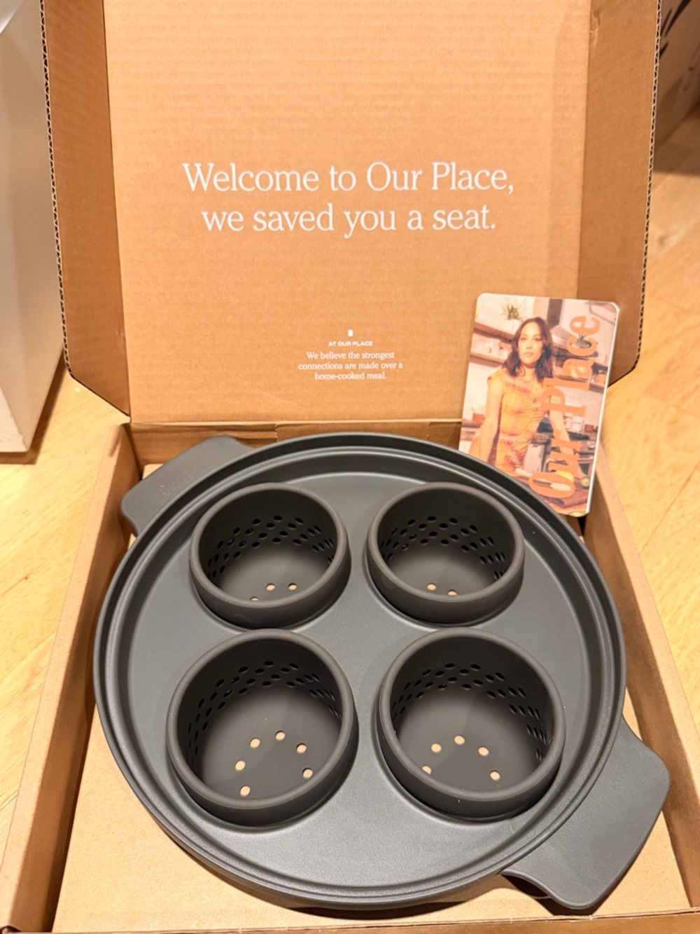 OUR PLACE Black 4-Cup Silicone Egg Poacher $50msrp BNIB